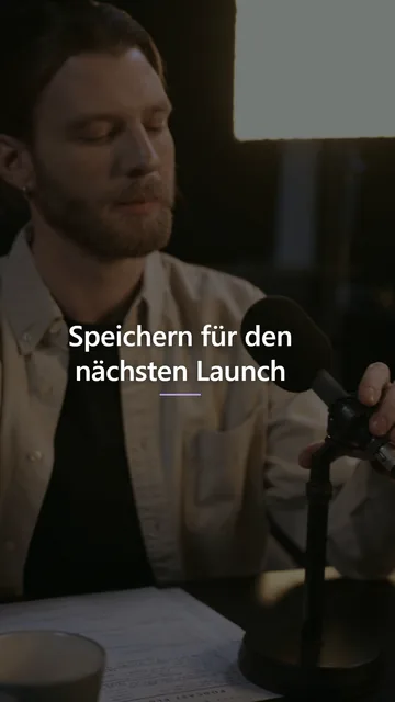 The endcard of the TikTok variant for Founder Hours DE: the card with the line 'Speichern für den nächsten Launch' in the reveal motion title