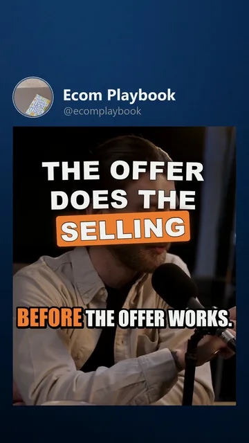 Rendered TikTok variant for Ecom Playbook: the cover moment, hook 'The offer does the selling', impact_punch captions