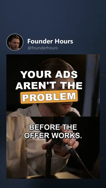 Rendered YouTube Shorts variant for Founder Hours: the cover moment, hook 'Your ads aren't the problem', clean captions