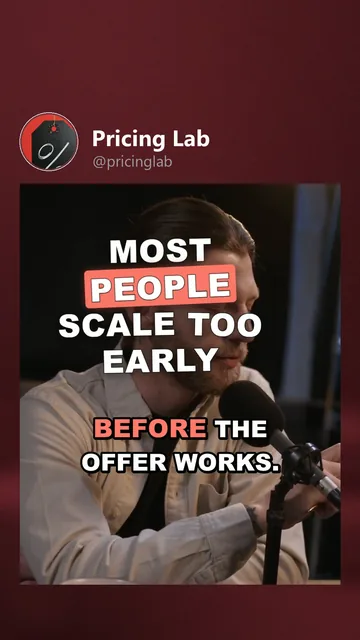 Rendered Pinterest variant for Pricing Lab: the cover moment, hook 'Most people scale too early', word_pop captions